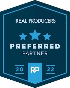 Blue logo of Real Producers Preferred Partner 2022